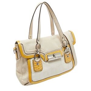 COACH ~ Kristin Spectator Satchel/Crossbody Cream and Yellow w/Silver Hardware